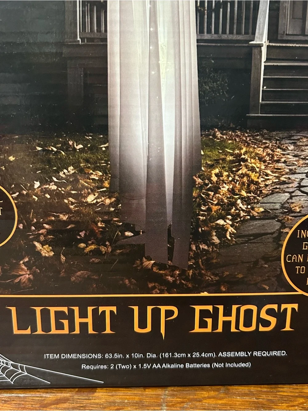 Light-Up Ghost Halloween Decor 5ft Tall LED Spooky Standing Prop w/ Timer NIB